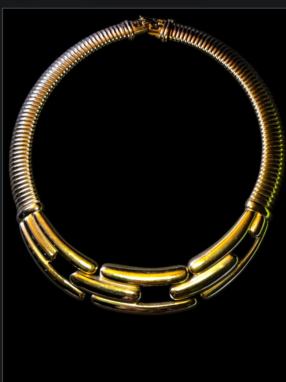 Vintage 1980’s Givenchy Gold-Tone Tubogas Omega Collar Necklace